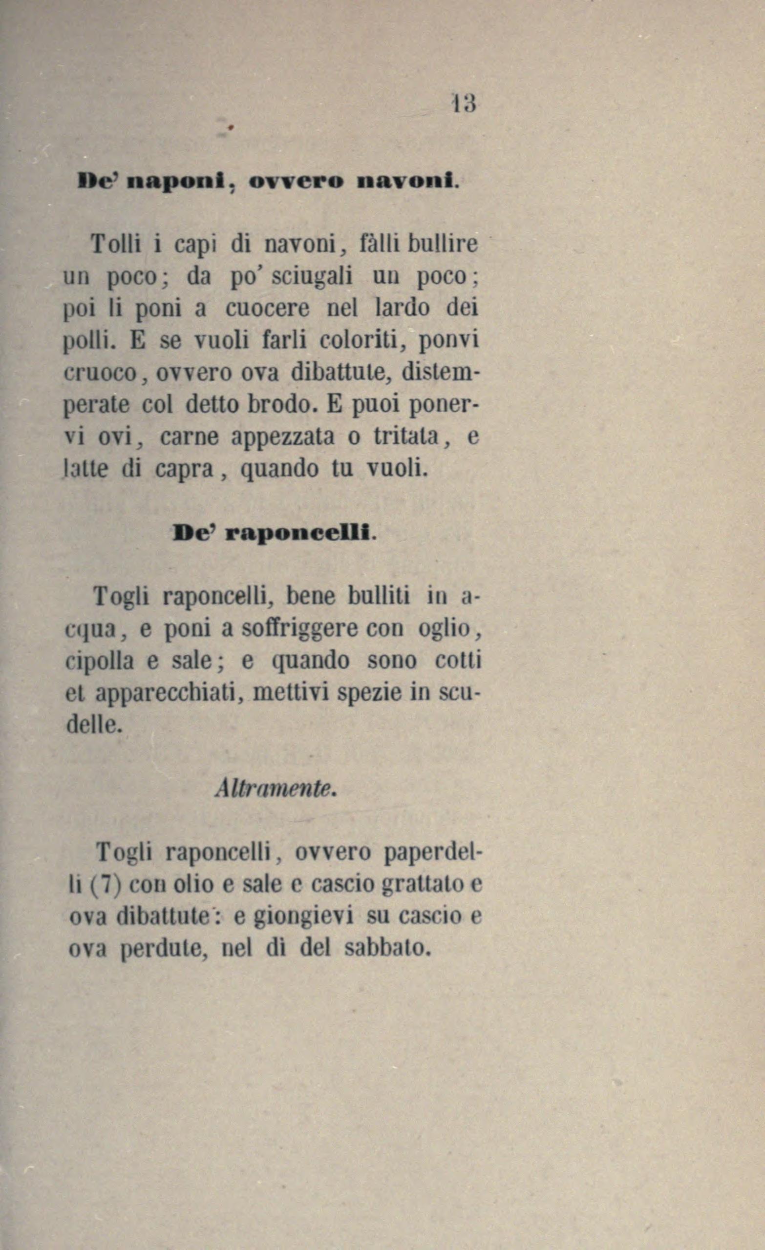 Geschmorte Rübenköpfe (mit optionalen Anreicherungen) - Originalseite aus Anonimo Toscano - Libro della cocina