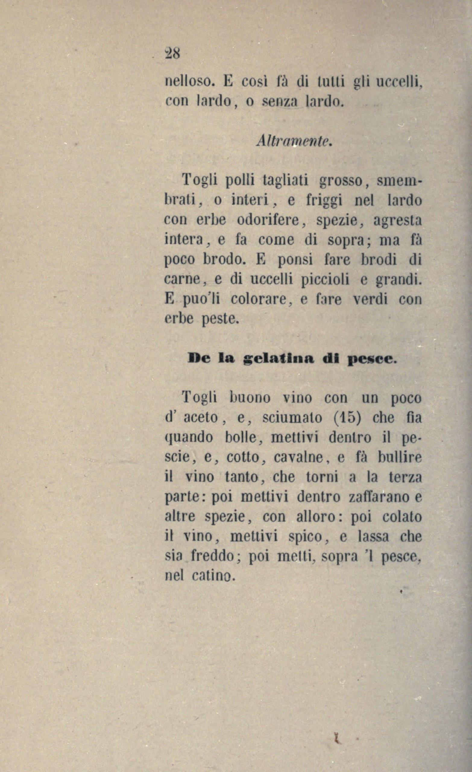 Fisch-Sülze in Gewürzwein-Aspik (Gelatina di pesce) - Originalseite aus Anonimo Toscano - Libro della cocina