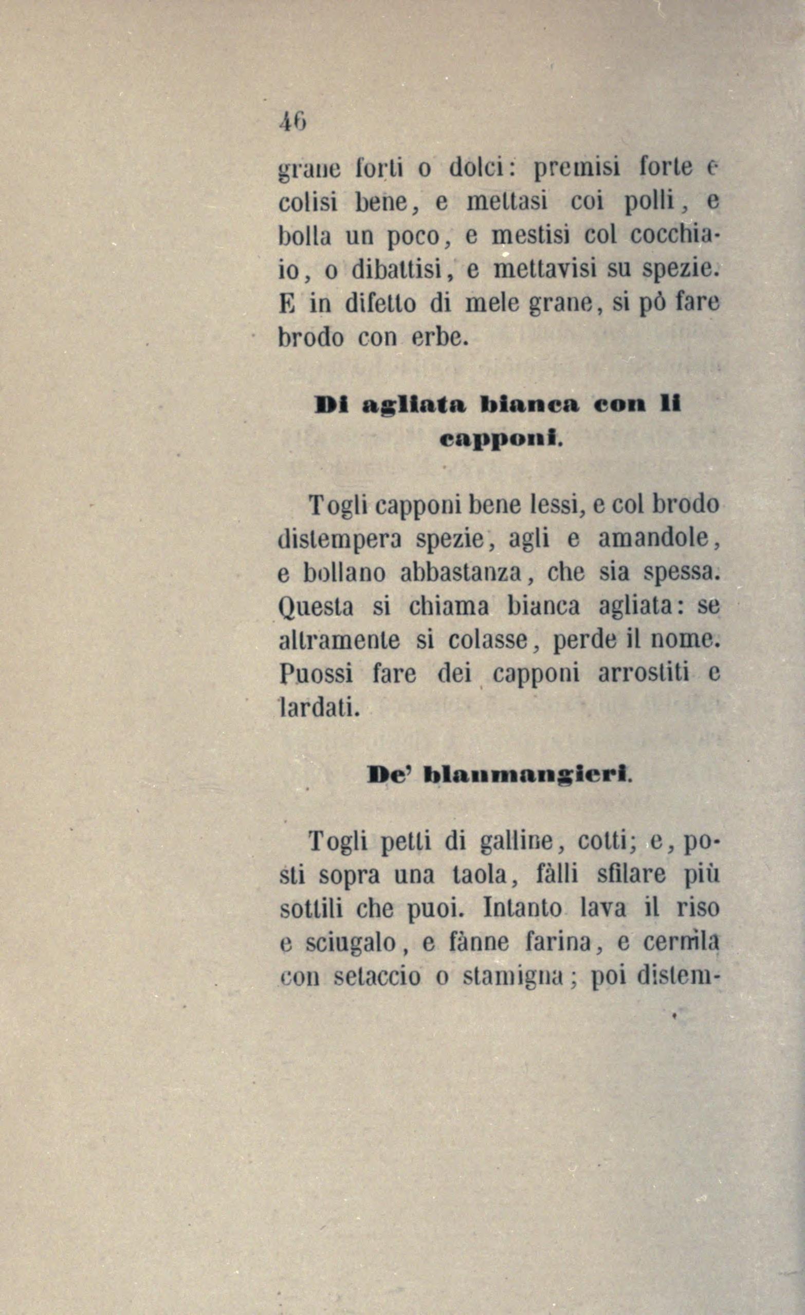 Weiße Knoblauchsauce zu Kapaun - Originalseite aus Anonimo Toscano - Libro della cocina