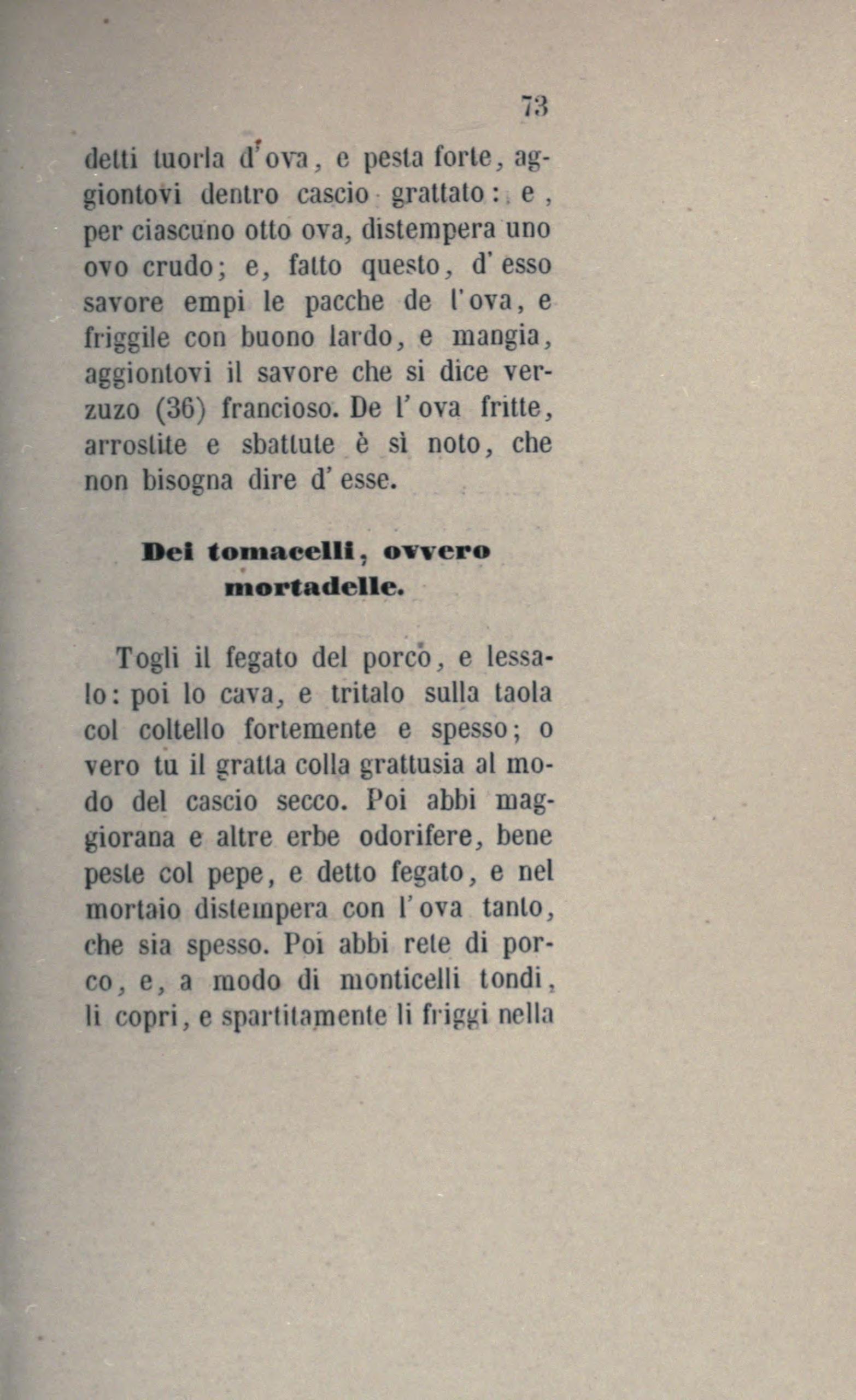 Figatelli vom Schwein in Schweinenetz, mit Wein-Gewürz-Sauce - Originalseite aus Anonimo Toscano - Libro della cocina