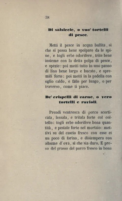 Crispelli, Tortelli oder Ravioli, frittierte Bratlinge aus Schweinebauch-Käse-Kräuter-Masse – Originalseite