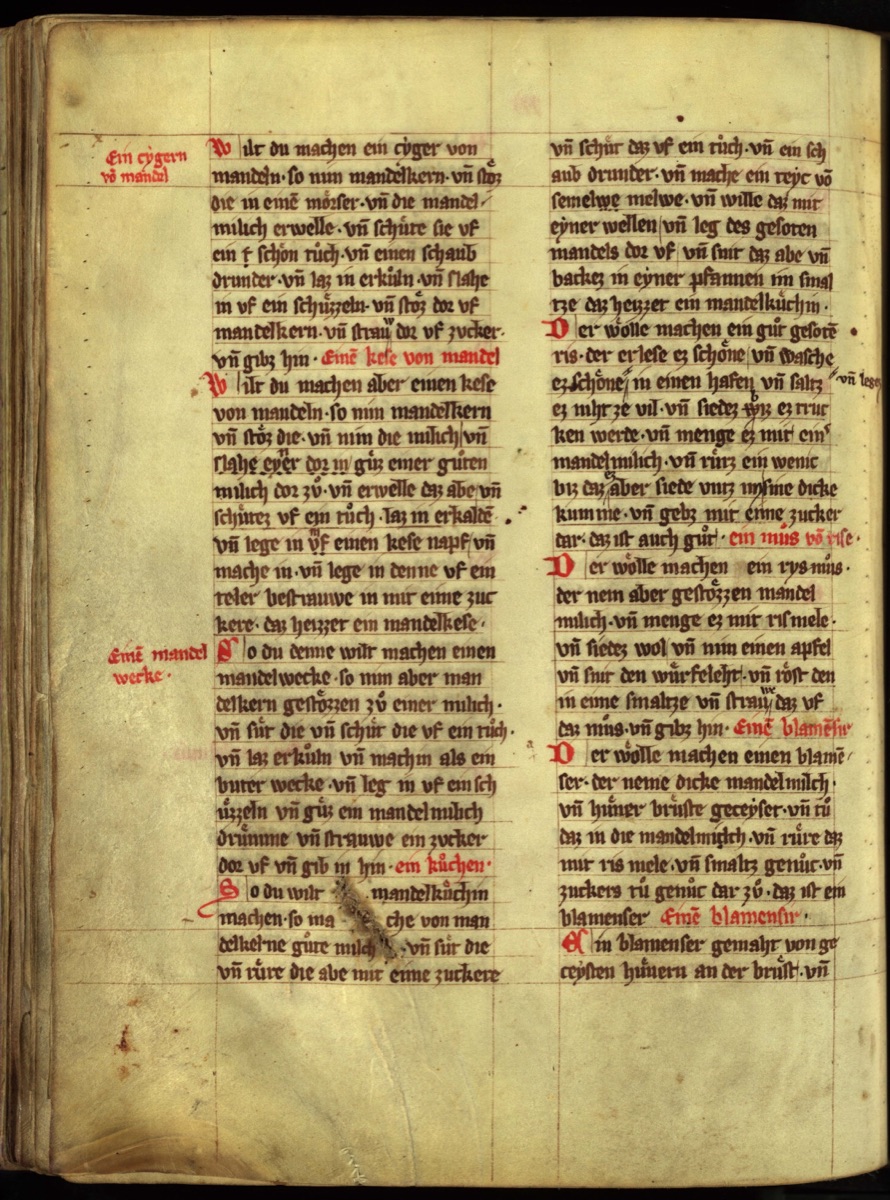 Mandelmus mit gebratenen Äpfeln — Originalseite aus Das Buch von guter Speise