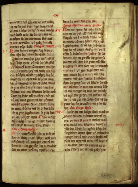 Hühner von Kriechen (geschichtetes Huhn im Eierblatt mit Armen Rittern) – Originalseite