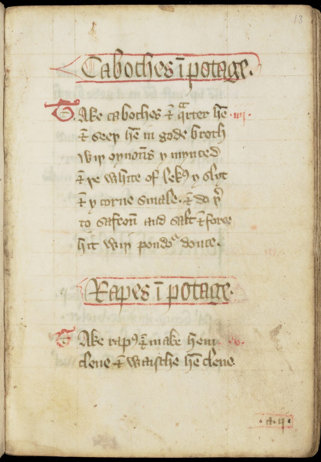 Kohl in Brühe — Originalseite aus The Forme of Cury
