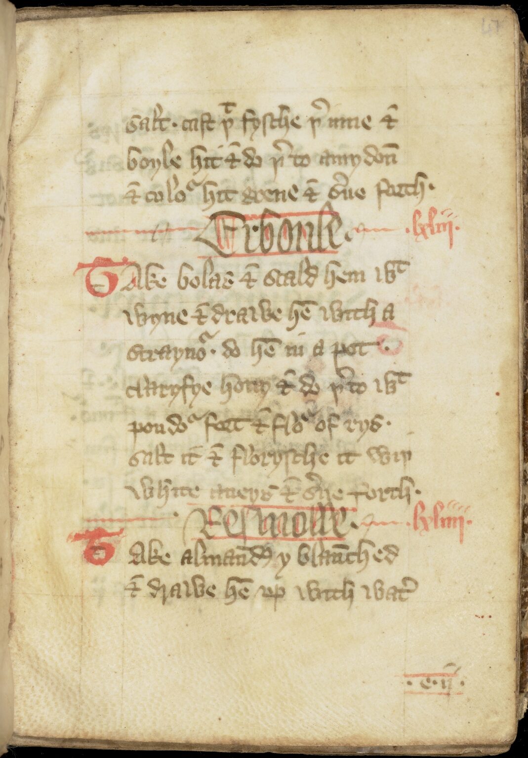 Mandel-Reis-Mus — Originalseite aus The Forme of Cury