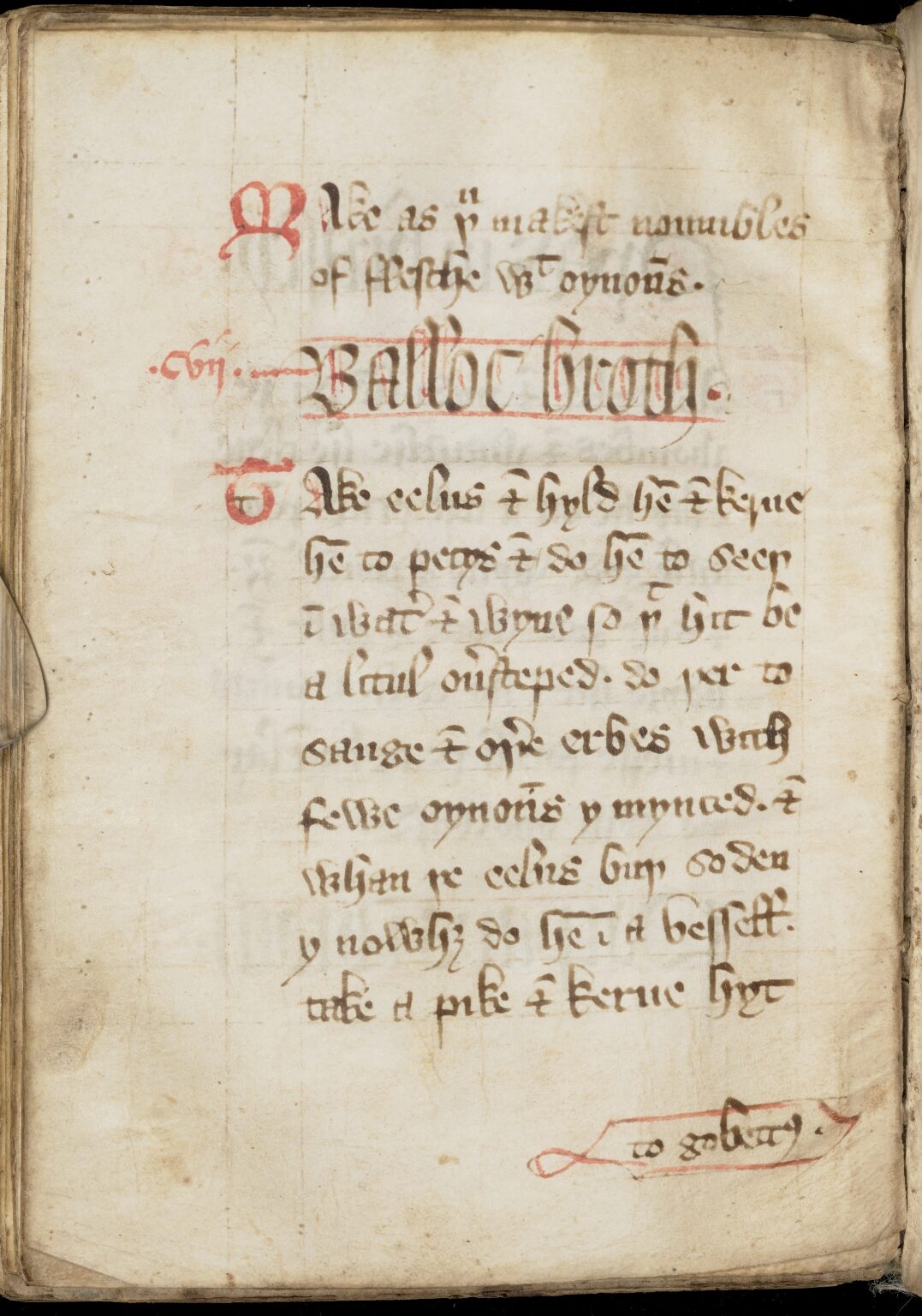 Aal-Hecht-Brühe — Originalseite aus The Forme of Cury