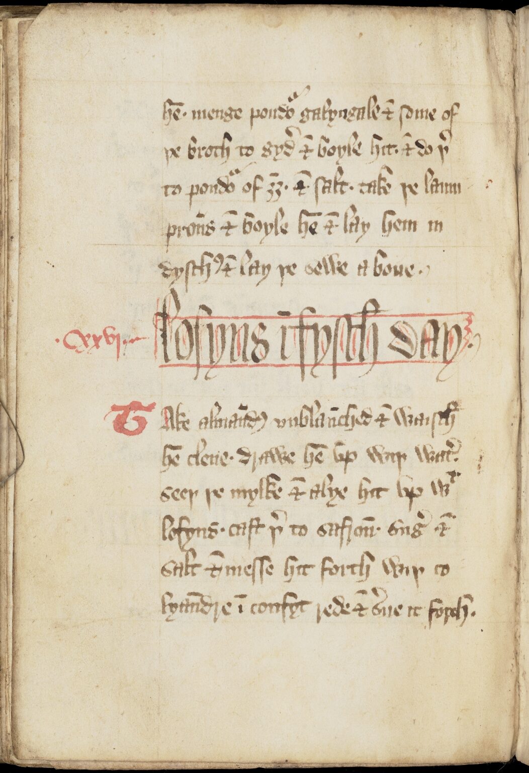 Loseyns an Fischtagen — Originalseite aus The Forme of Cury