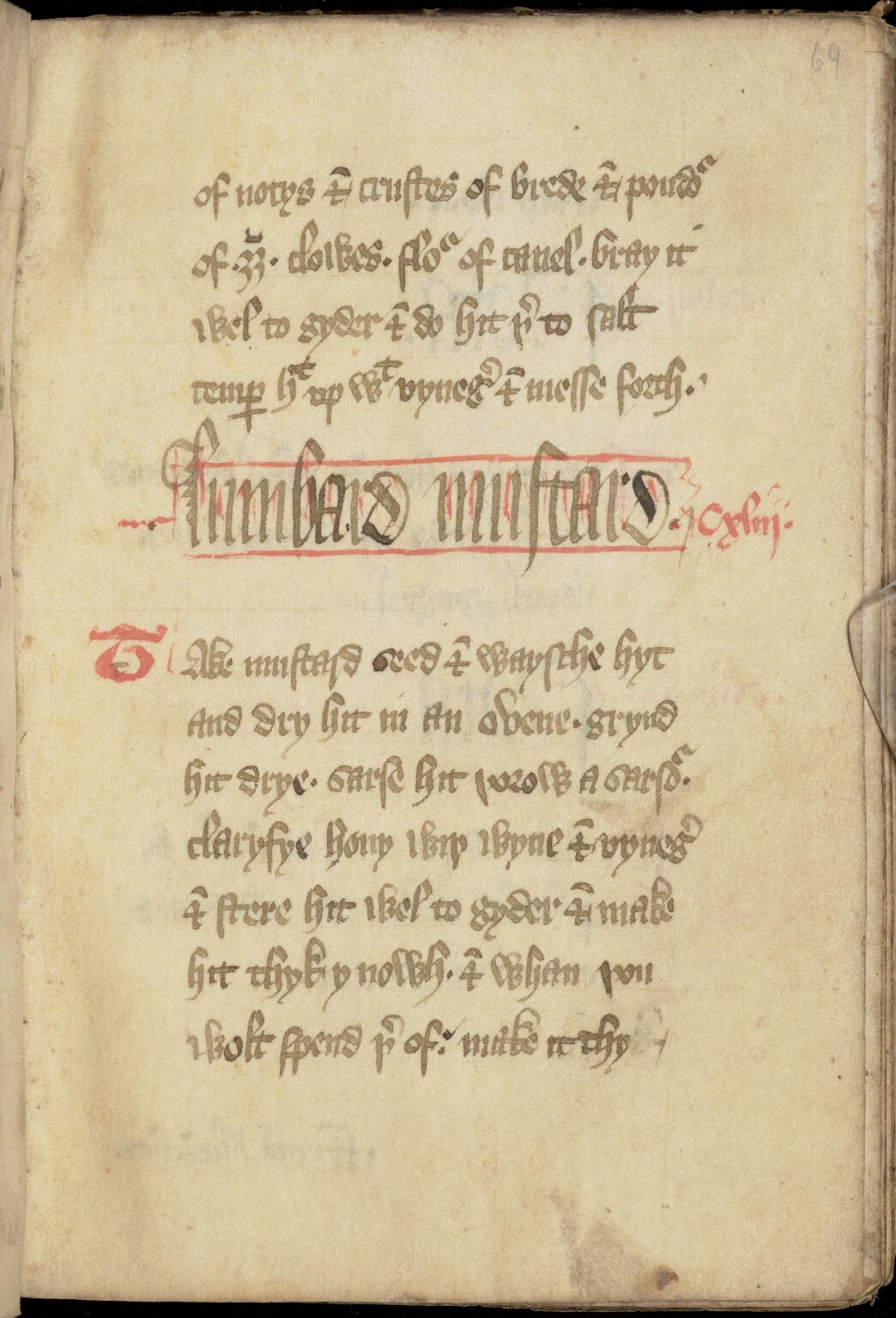Lombardischer Senf — Originalseite aus The Forme of Cury