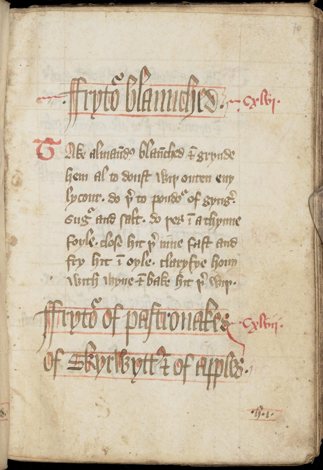 Pastinaken- und Apfelküchlein — Originalseite aus The Forme of Cury