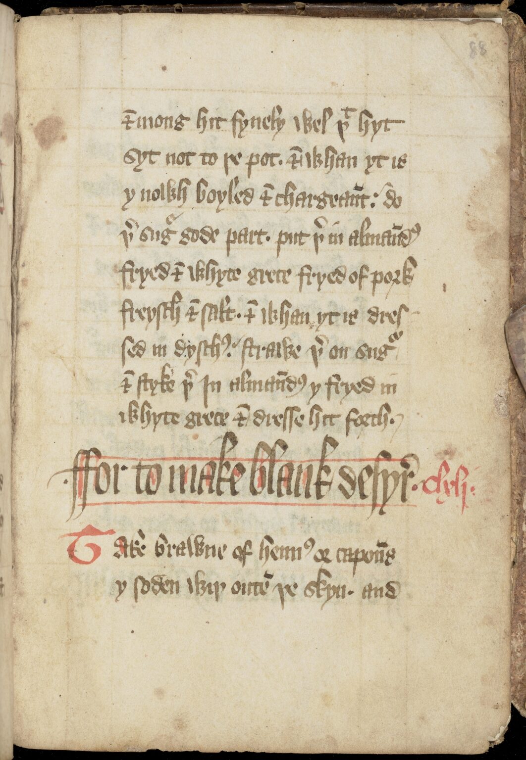 Blanc Desne (Weißer Hühnerbrei) — Originalseite aus The Forme of Cury