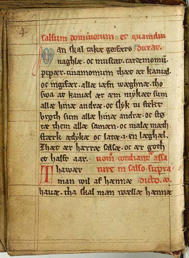 Eingelegtes Wildbret und Geflügel — Originalseite aus Kogebog (Harpestreng-Handschrift NKS 66)