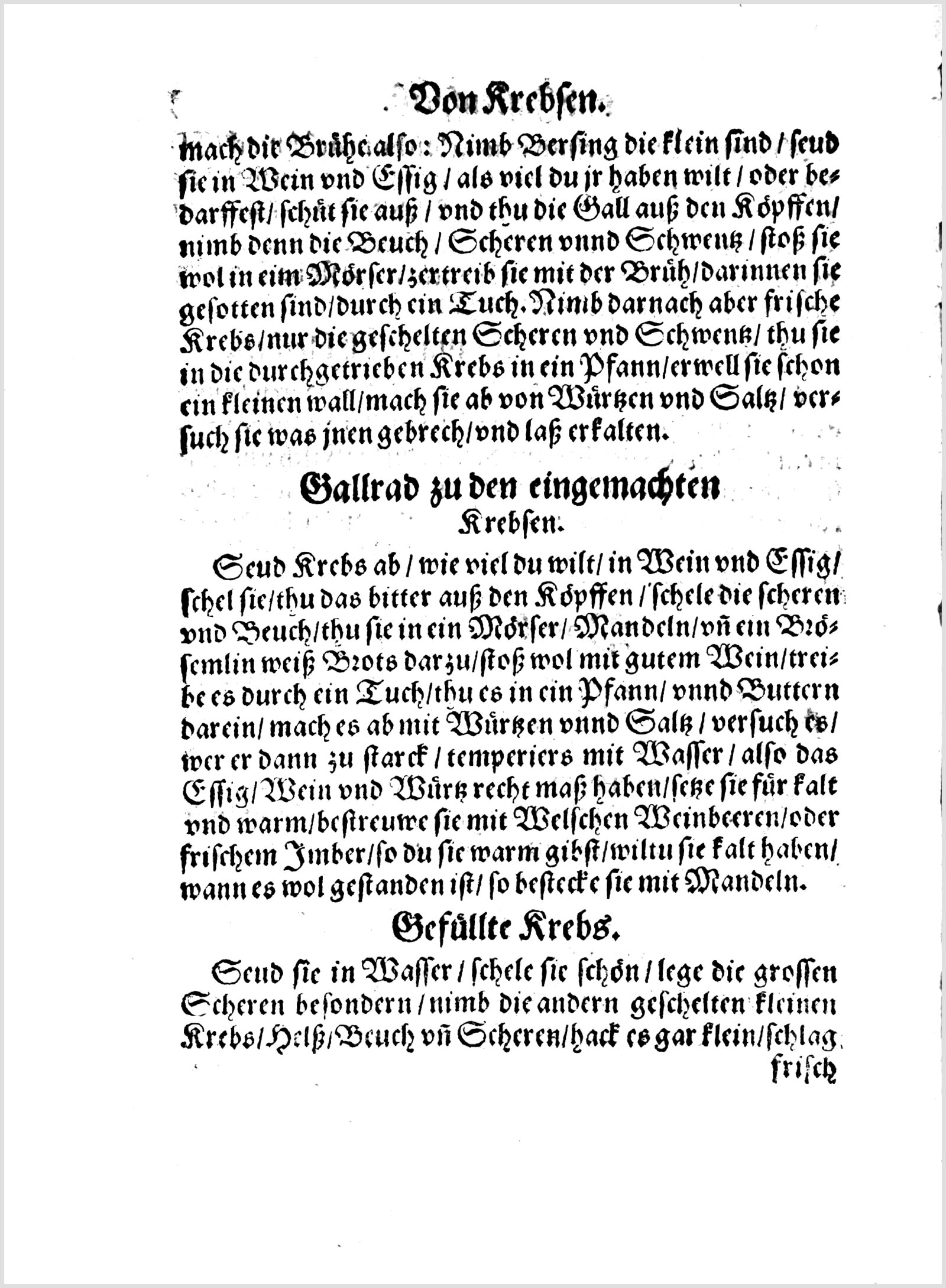 Gefüllte Krebse und Krebsmus — Originalseite aus Koch und Kellermeisterei