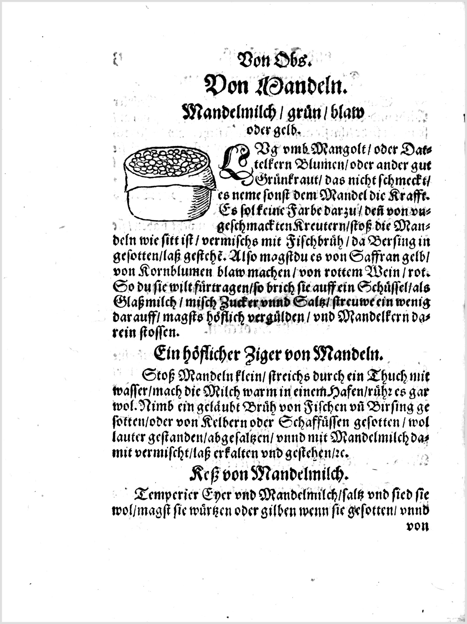 Mandelmilch-Käse — Originalseite aus Koch und Kellermeisterei