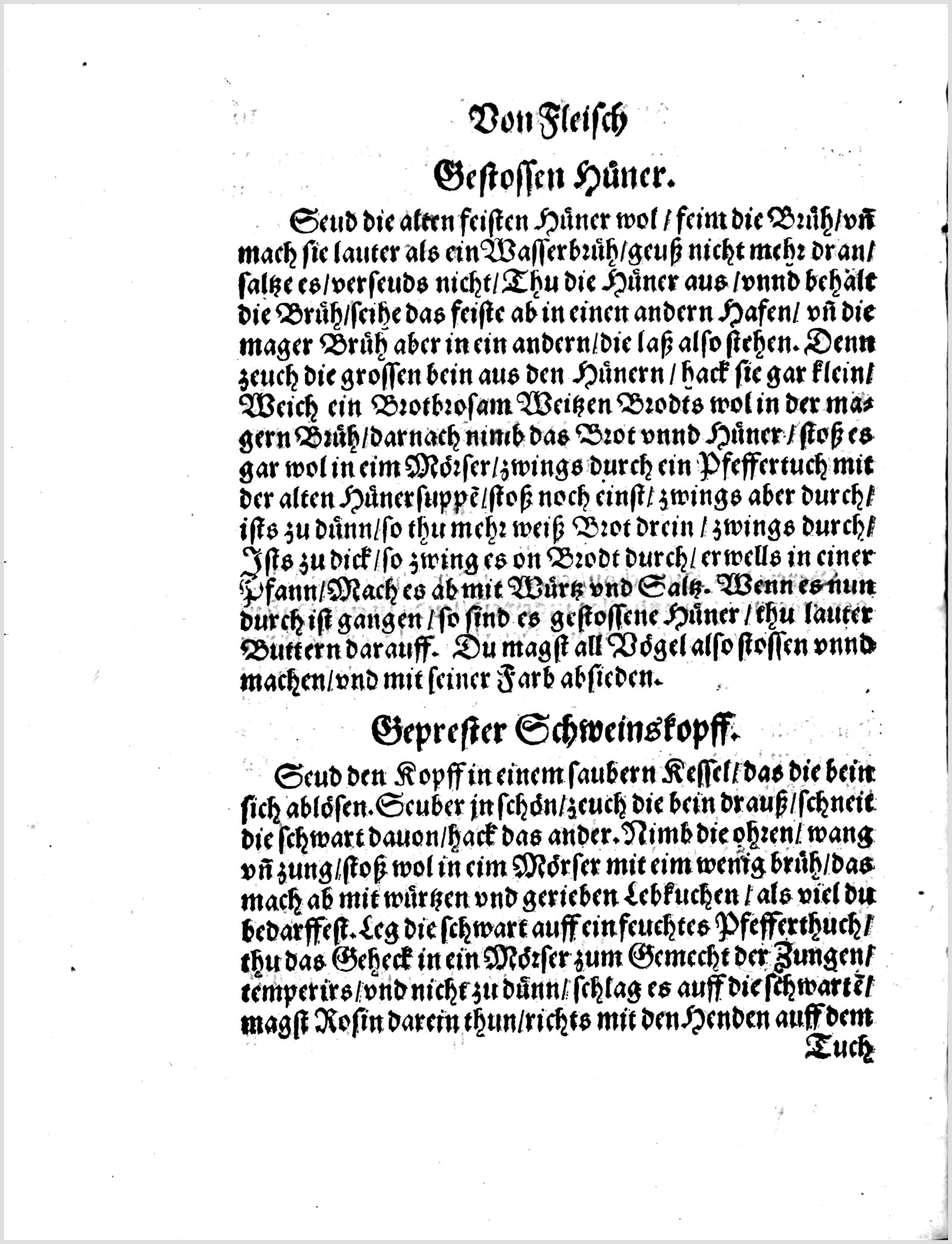 Feines Hühner-Mus — Originalseite aus Koch und Kellermeisterei