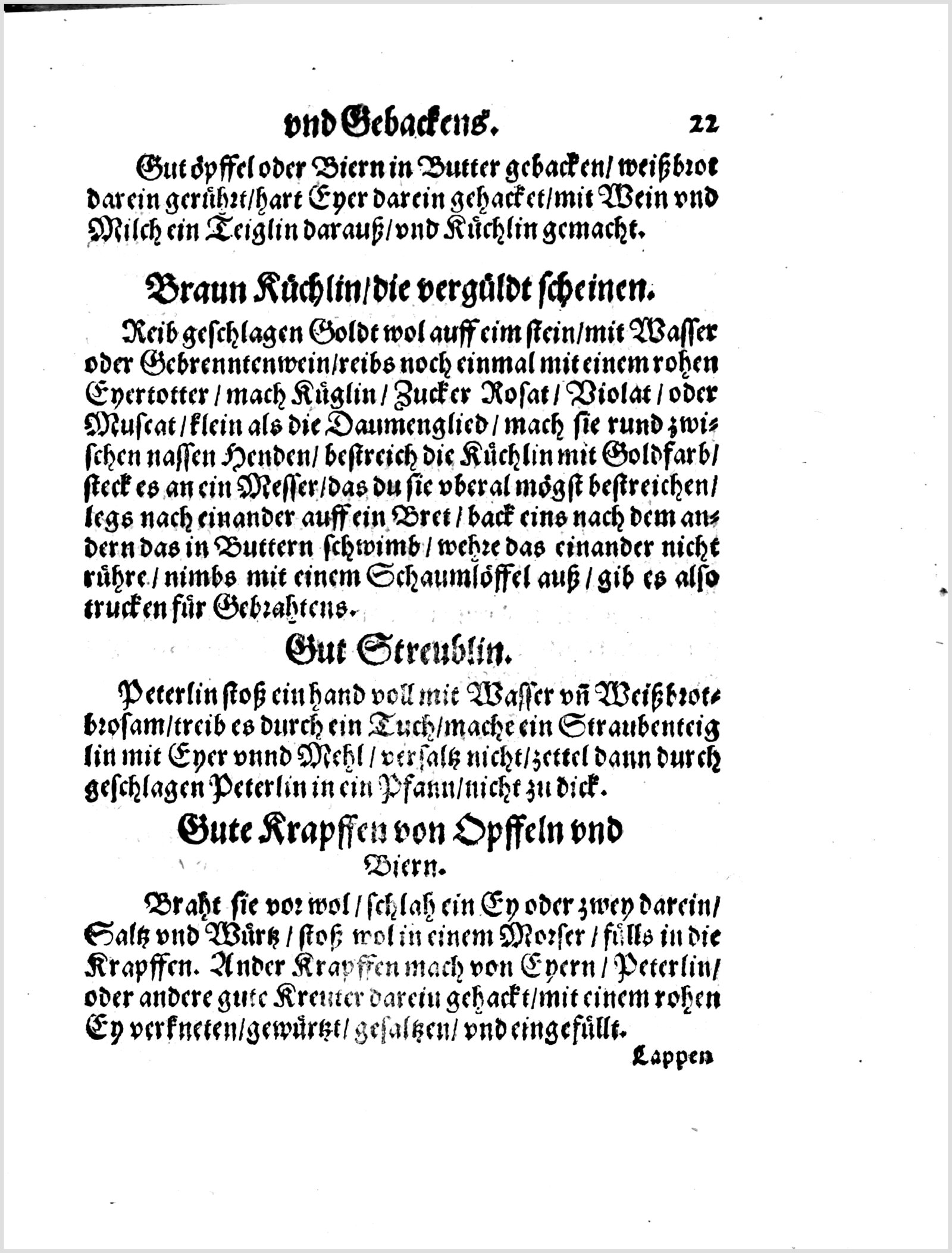 Vergoldete Zuckerküchlein — Originalseite aus Koch und Kellermeisterei