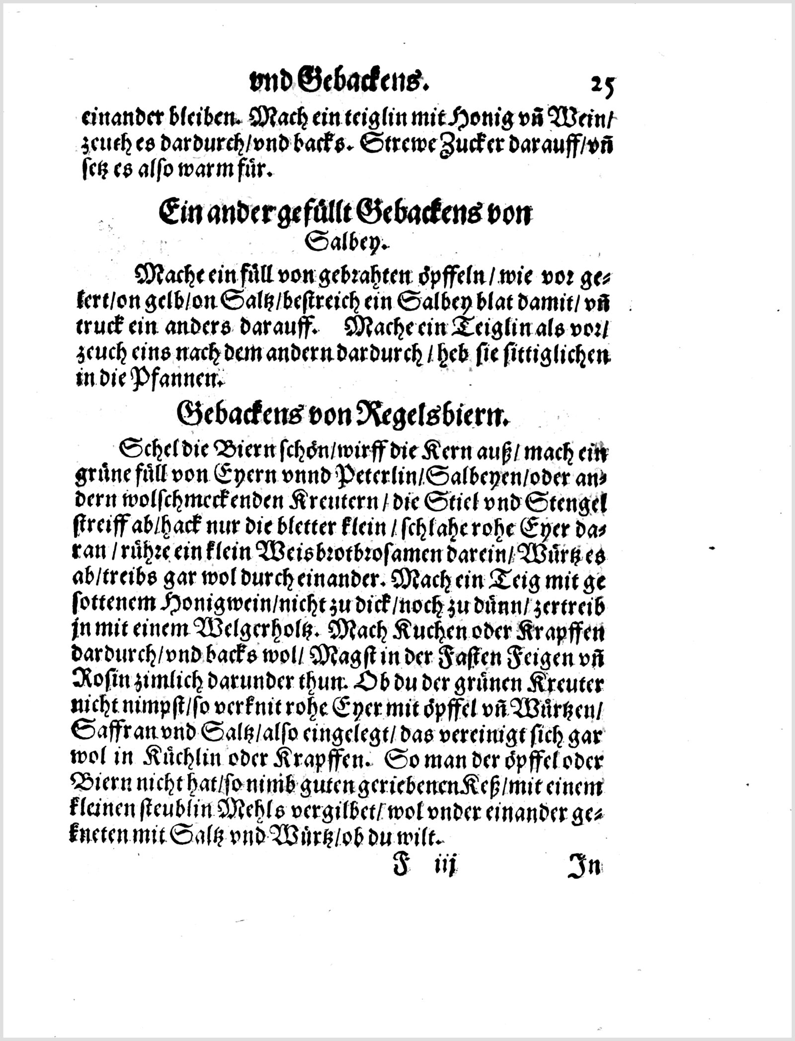 Gefüllte Salbeiblätter im Teigmantel — Originalseite aus Koch und Kellermeisterei