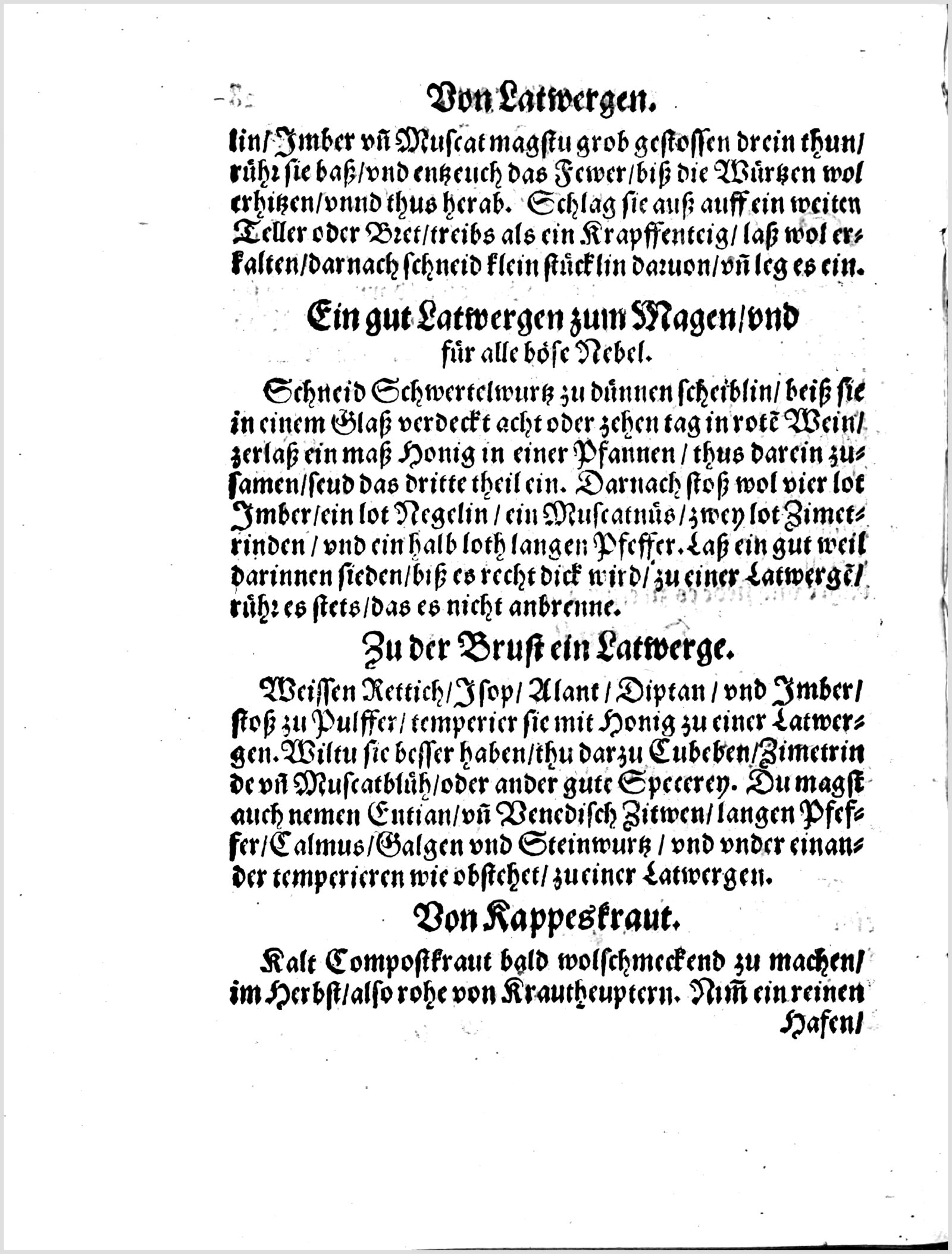 Latwerge für Magen und Gemüt — Originalseite aus Koch und Kellermeisterei