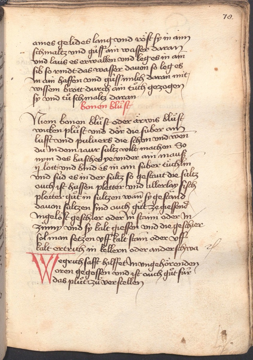 Geliermittel für Sülze - aus Blütenpulver und Fischblase - Originalseite aus Münchner Kochbuchhandschriften (Cgm 384)