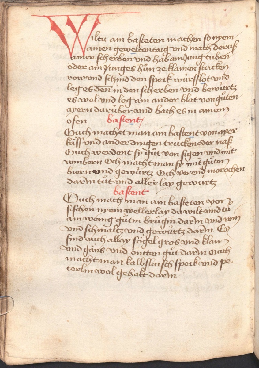Pastete mit Taube oder Huhn - Originalseite aus Münchner Kochbuchhandschriften (Cgm 384)