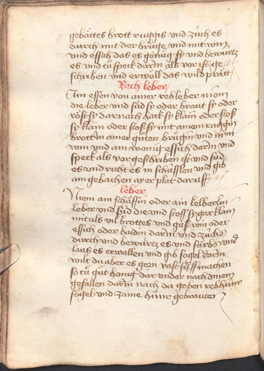 Lebermus-Sauce für Geflügel und Braten - Originalseite aus Münchner Kochbuchhandschriften (Cgm 384)
