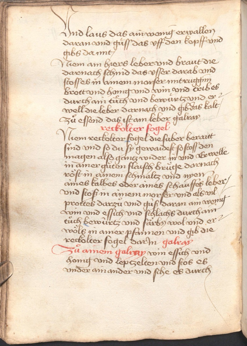 Süß-saurer Weingelee (Galrei) - Originalseite aus Münchner Kochbuchhandschriften (Cgm 384)