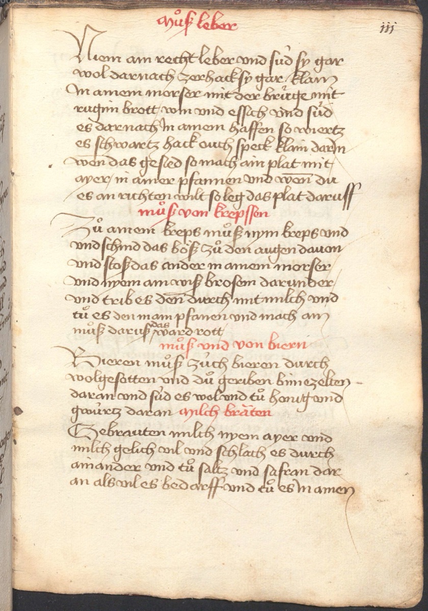Mus von Krebsen - Originalseite aus Münchner Kochbuchhandschriften (Cgm 384)