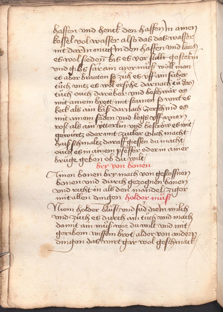Bohnenmus nach Mandel-Ziger-Art - Originalseite aus Münchner Kochbuchhandschriften (Cgm 384)