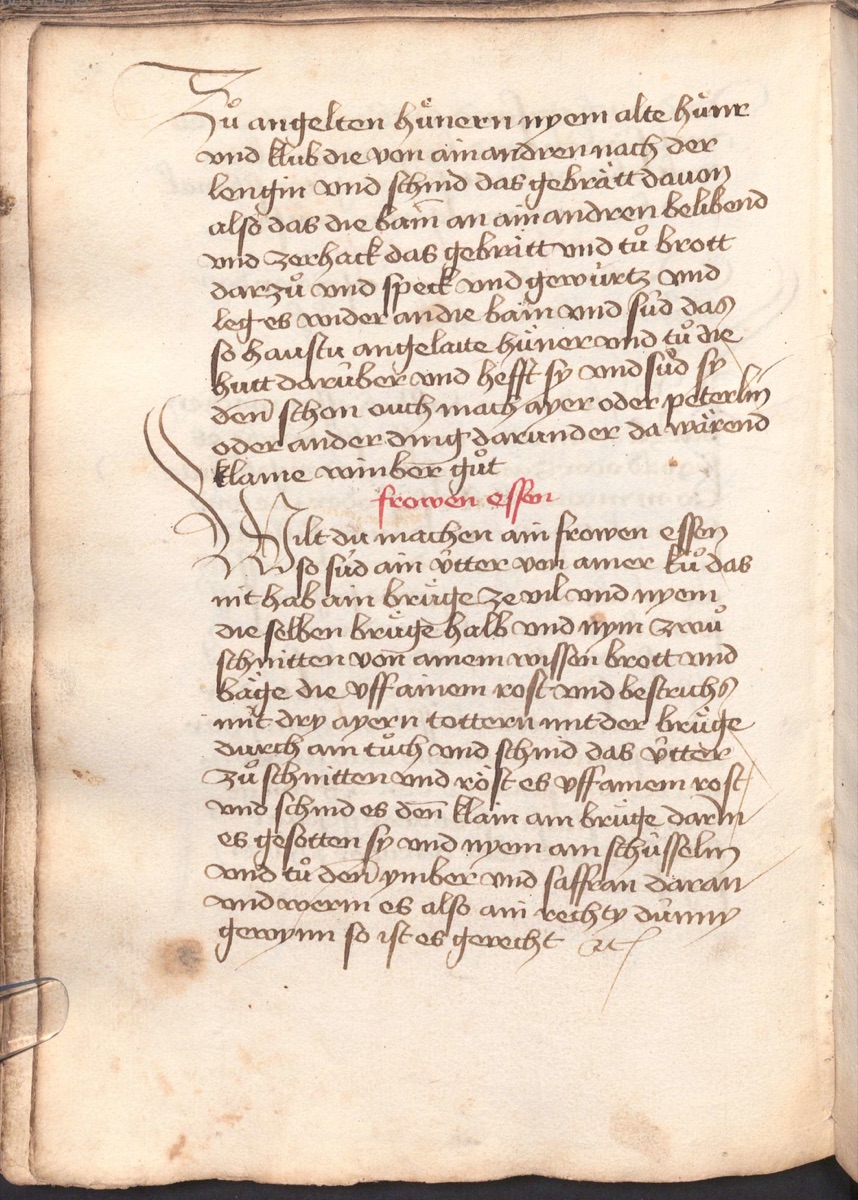 Kalbskopf vom Rost - Originalseite aus Münchner Kochbuchhandschriften (Cgm 384)