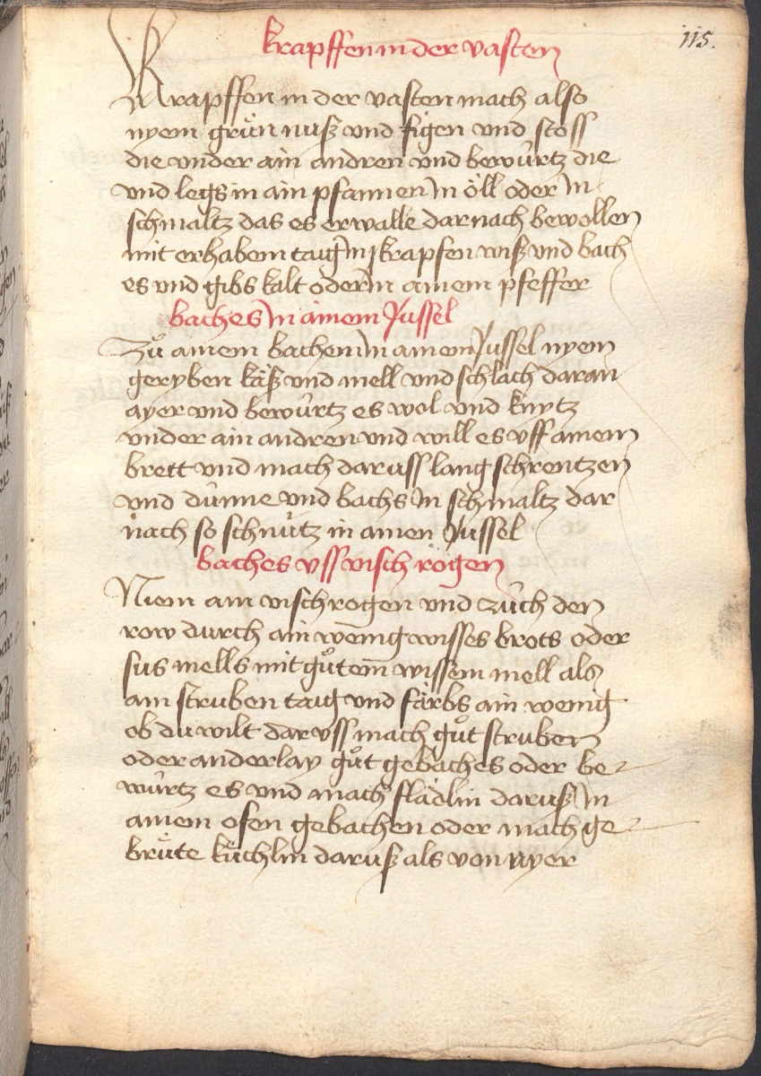 Krause Eier vom Rost - Originalseite aus Münchner Kochbuchhandschriften (Cgm 384)