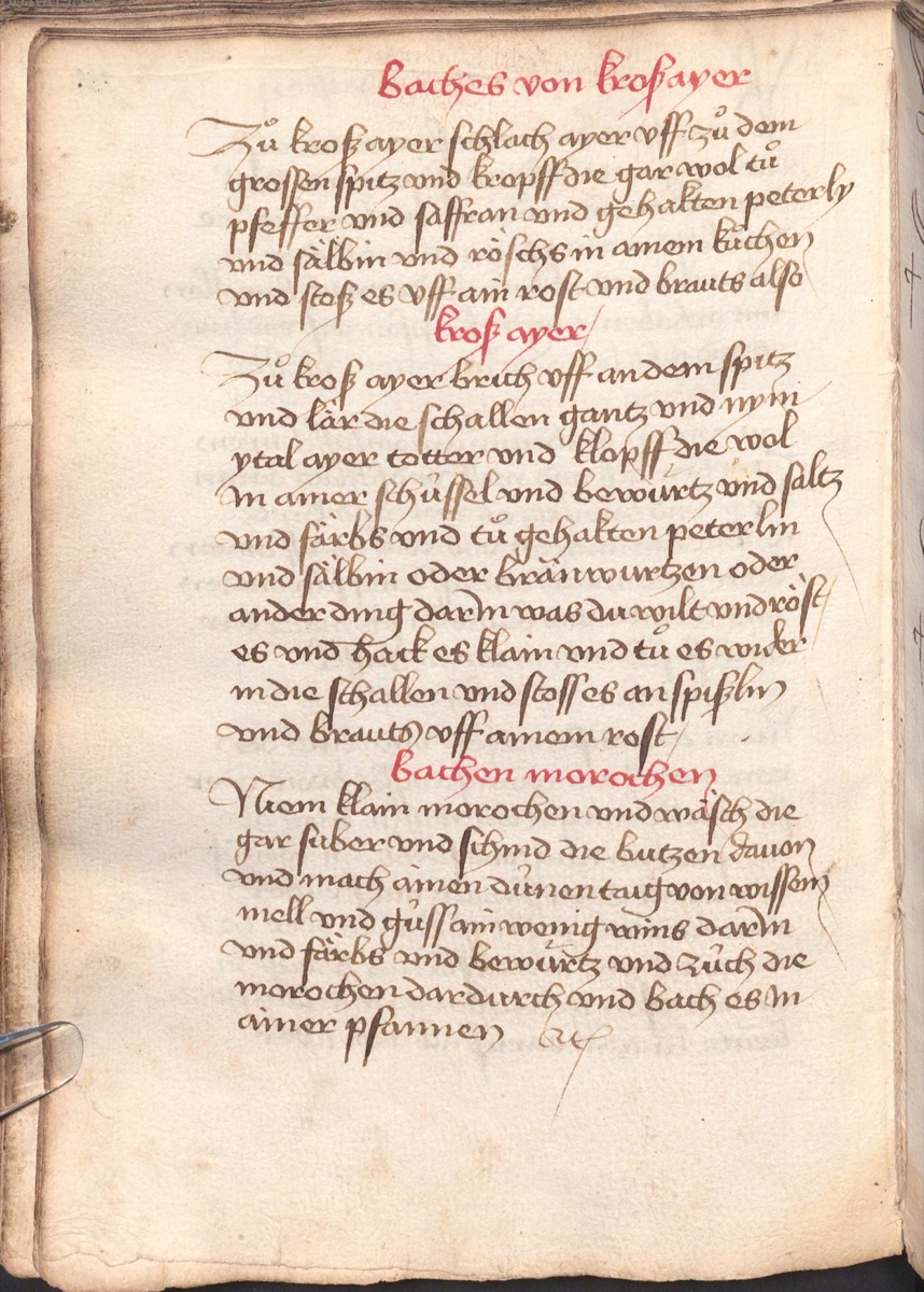 Krause Eier in der Schale - Originalseite aus Münchner Kochbuchhandschriften (Cgm 384)