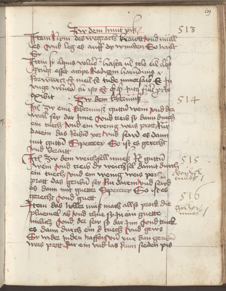 Holler-Mus (Holunderblüten-Mus) - Originalseite aus Münchner Kochbuchhandschriften (Cgm 725)