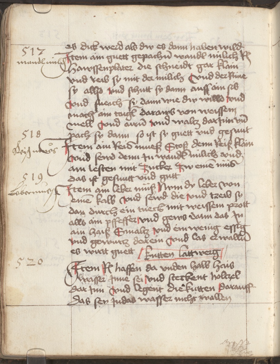 Quittenlatwerge - Originalseite aus Münchner Kochbuchhandschriften (Cgm 725)
