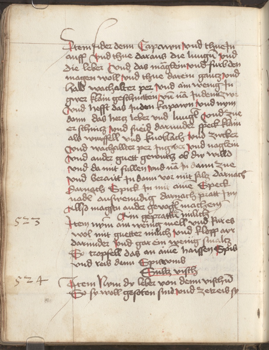 Fischsülze mit Lebkuchen und Anis - Originalseite aus Münchner Kochbuchhandschriften (Cgm 725)