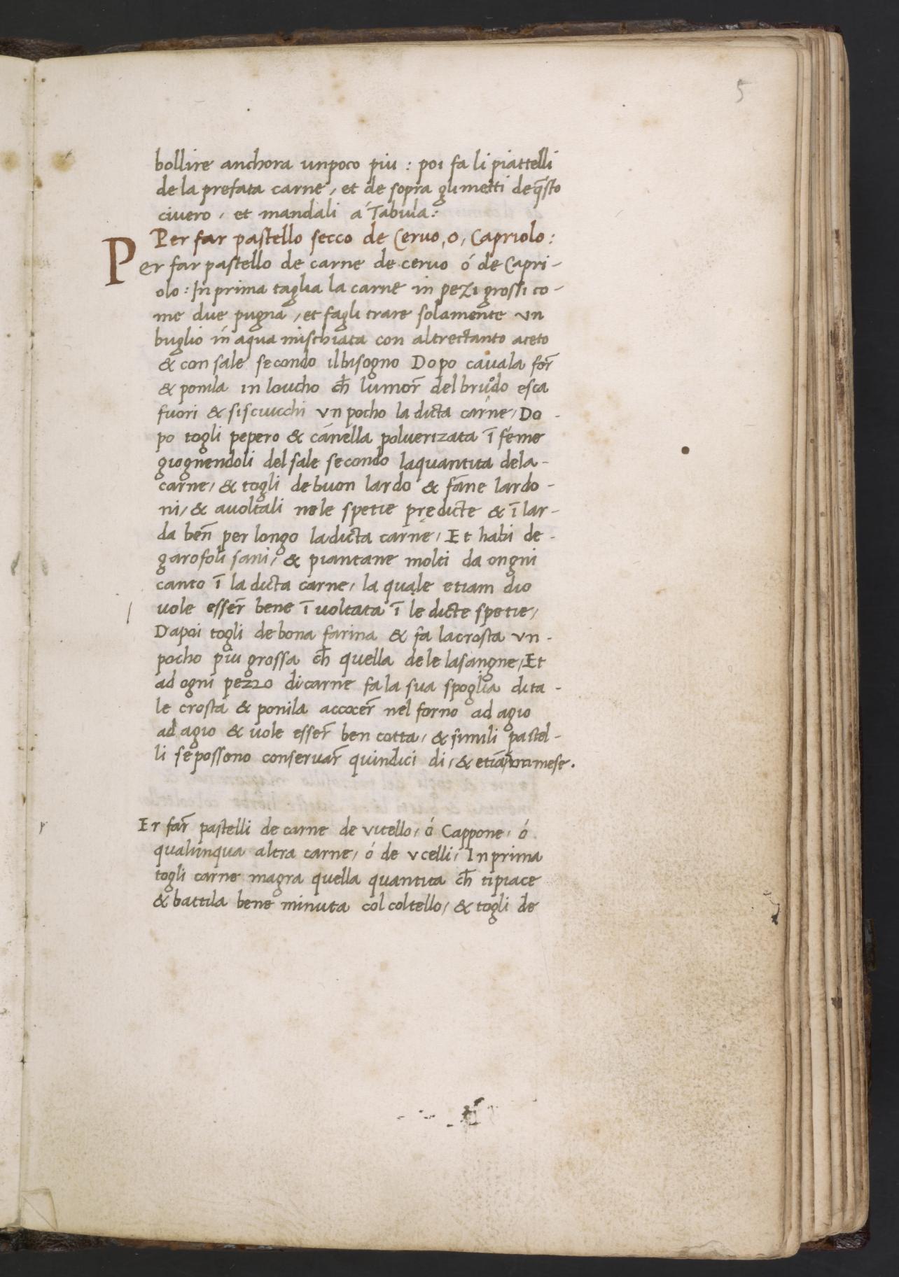 Geschmortes Fleisch im Topf — Originalseite aus Libro de Arte Coquinaria