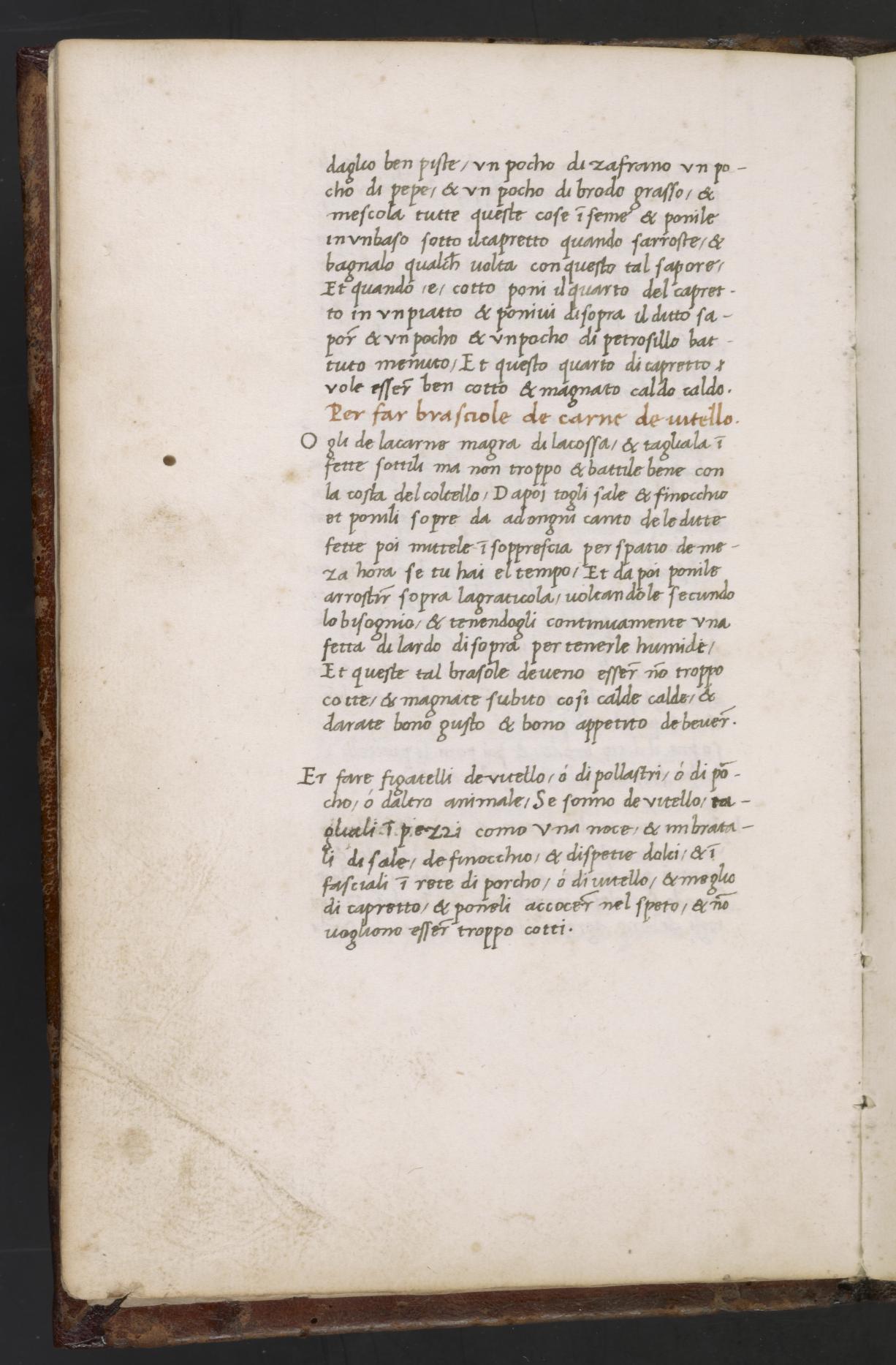 Gebratenes Kalbsgehirn mit süßen Gewürzen — Originalseite aus Libro de Arte Coquinaria