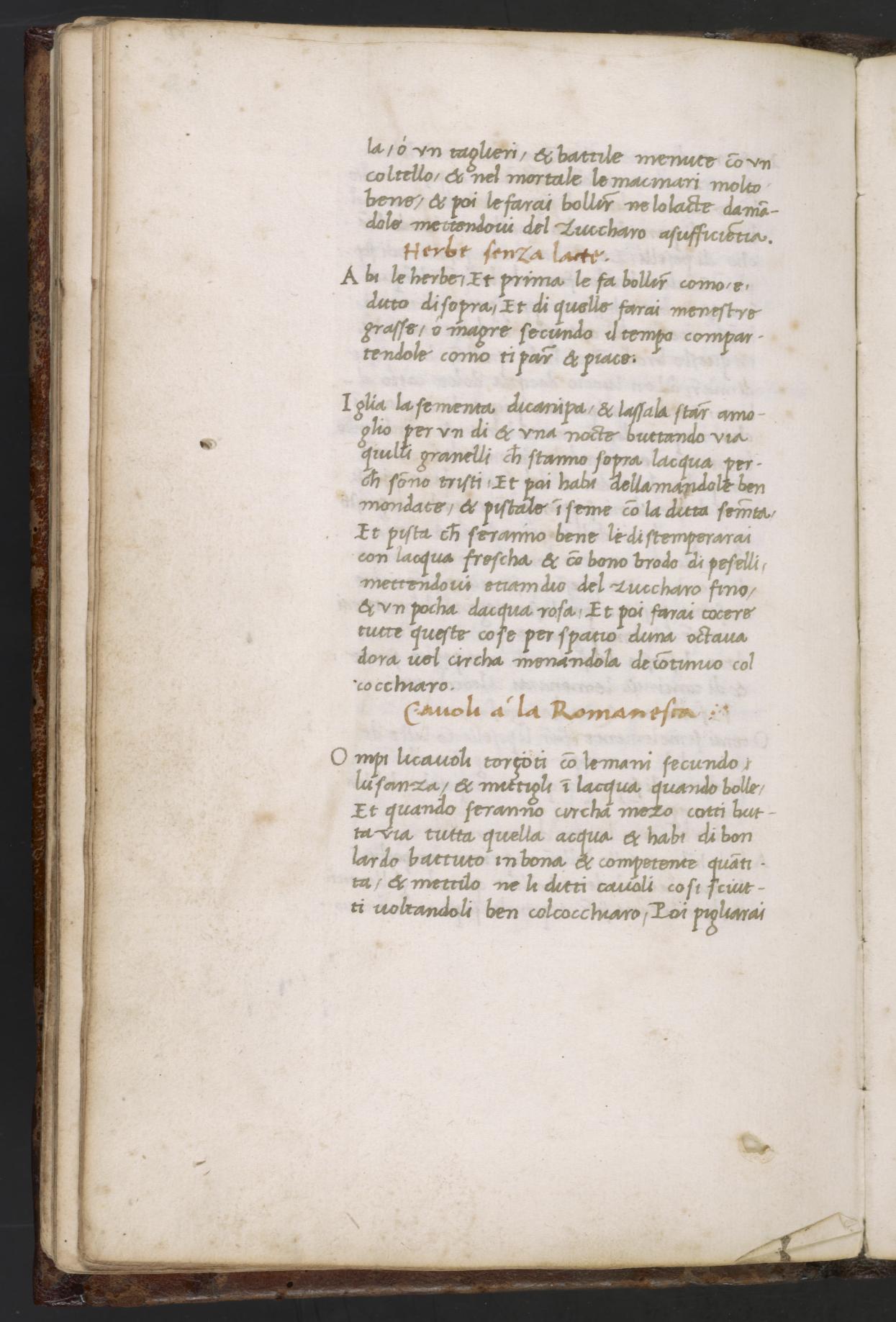 Kräuter in Mandelmilch — Originalseite aus Libro de Arte Coquinaria