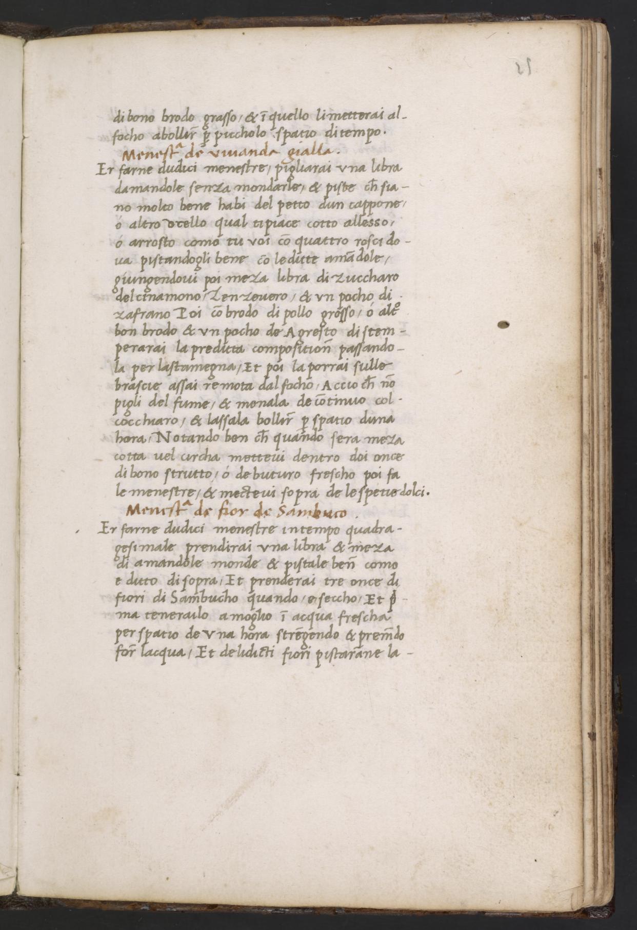 Hanf-Mandel-Mus mit Rosenwasser — Originalseite aus Libro de Arte Coquinaria