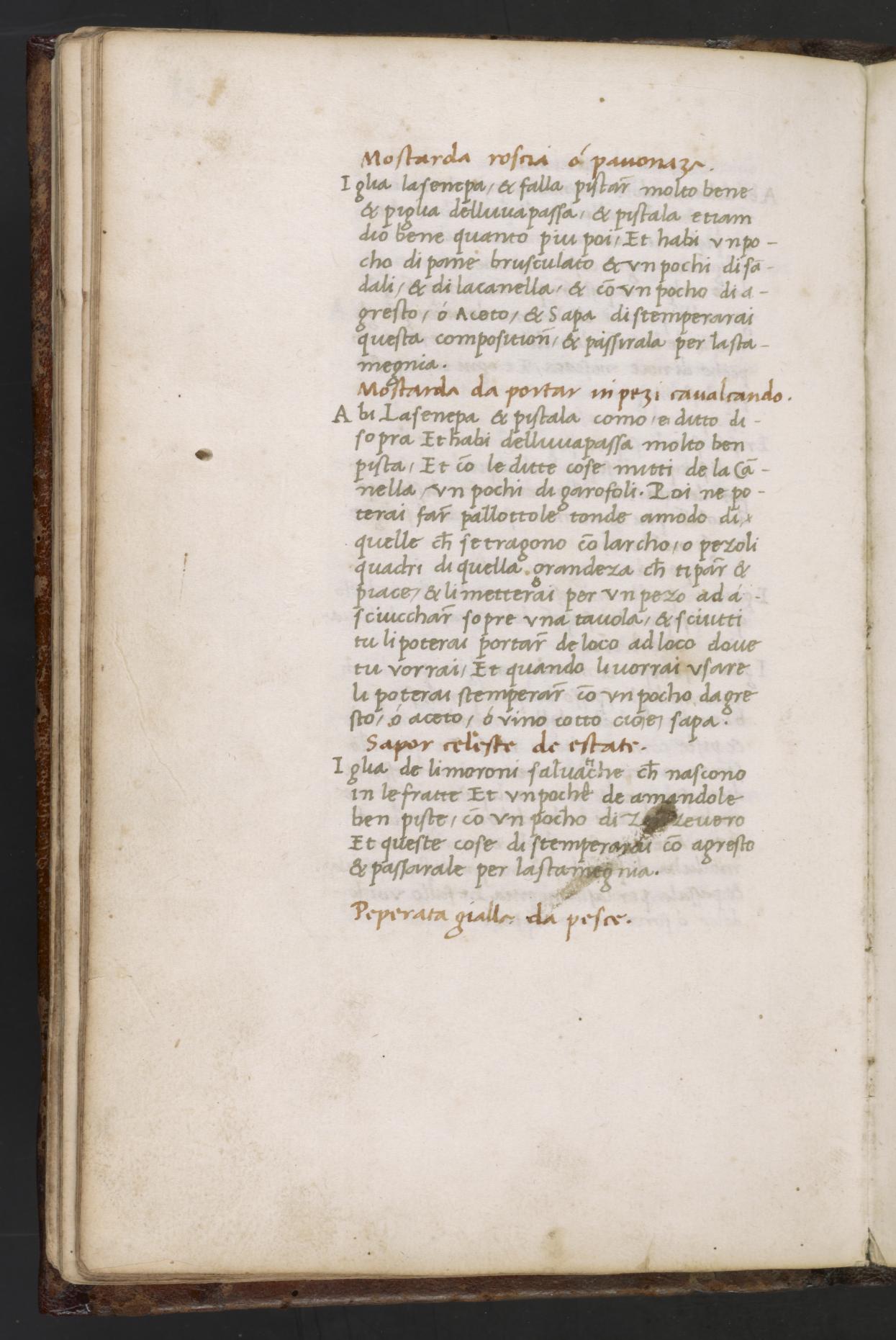 Rote oder violette Mostarda — Originalseite aus Libro de Arte Coquinaria