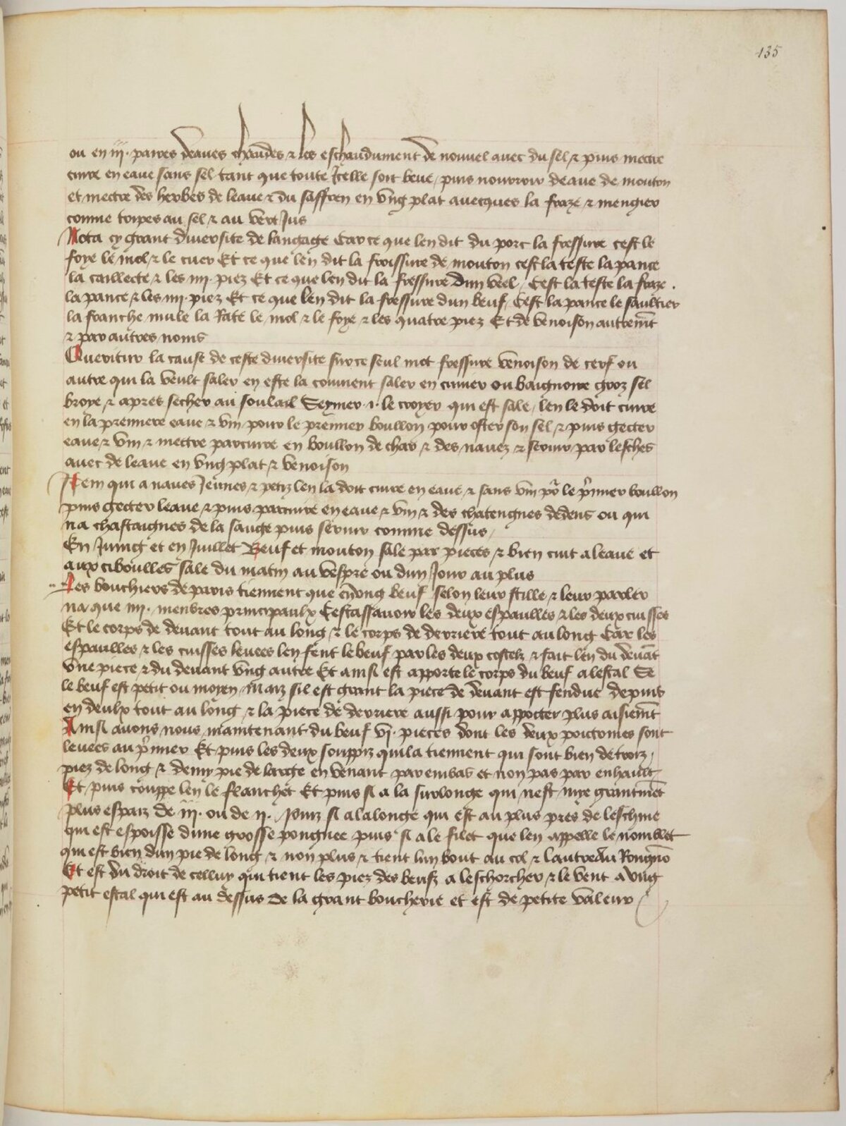 Kalbsinnereien mit Verjus — Originalseite aus Ménagier de Paris