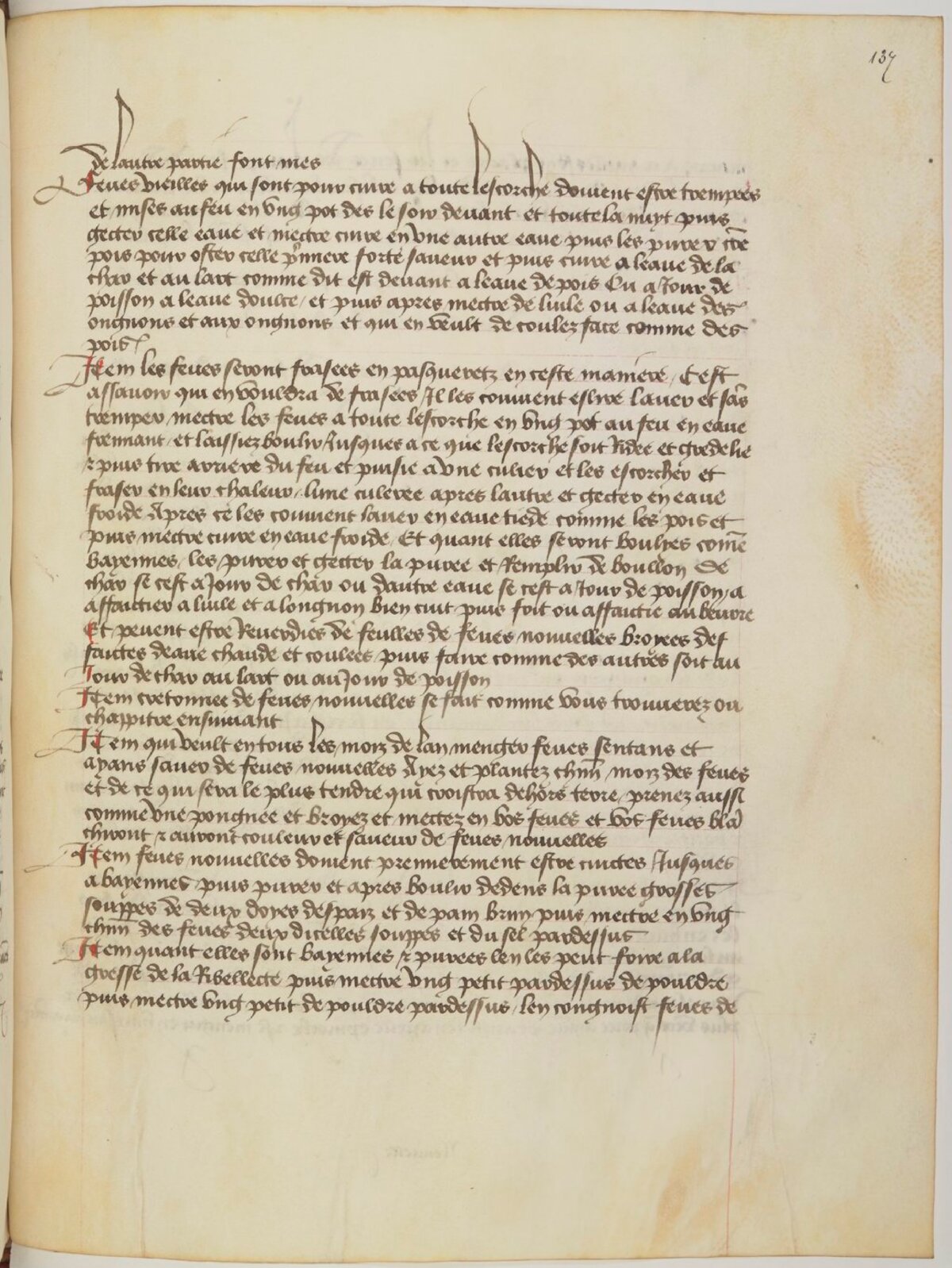 Zubereitung von Austern — Originalseite aus Ménagier de Paris
