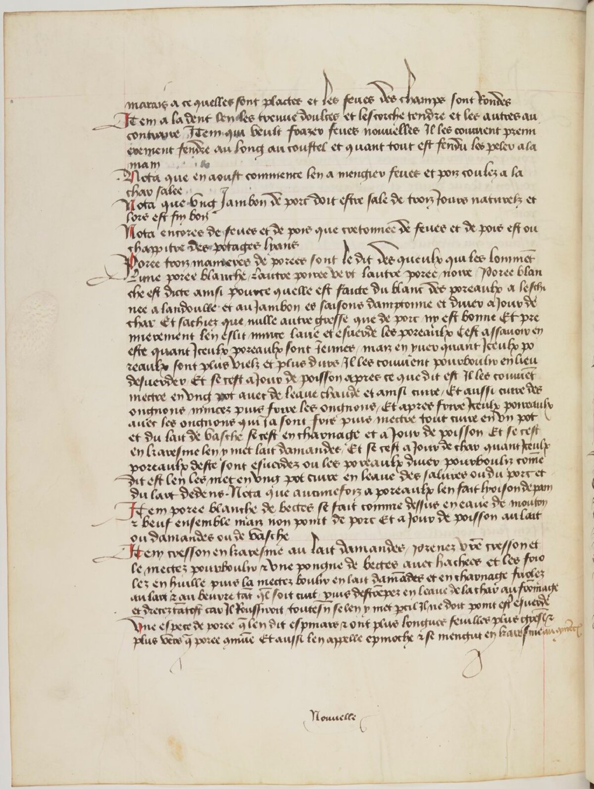 Frische Bohnen schälen und spalten — Originalseite aus Ménagier de Paris