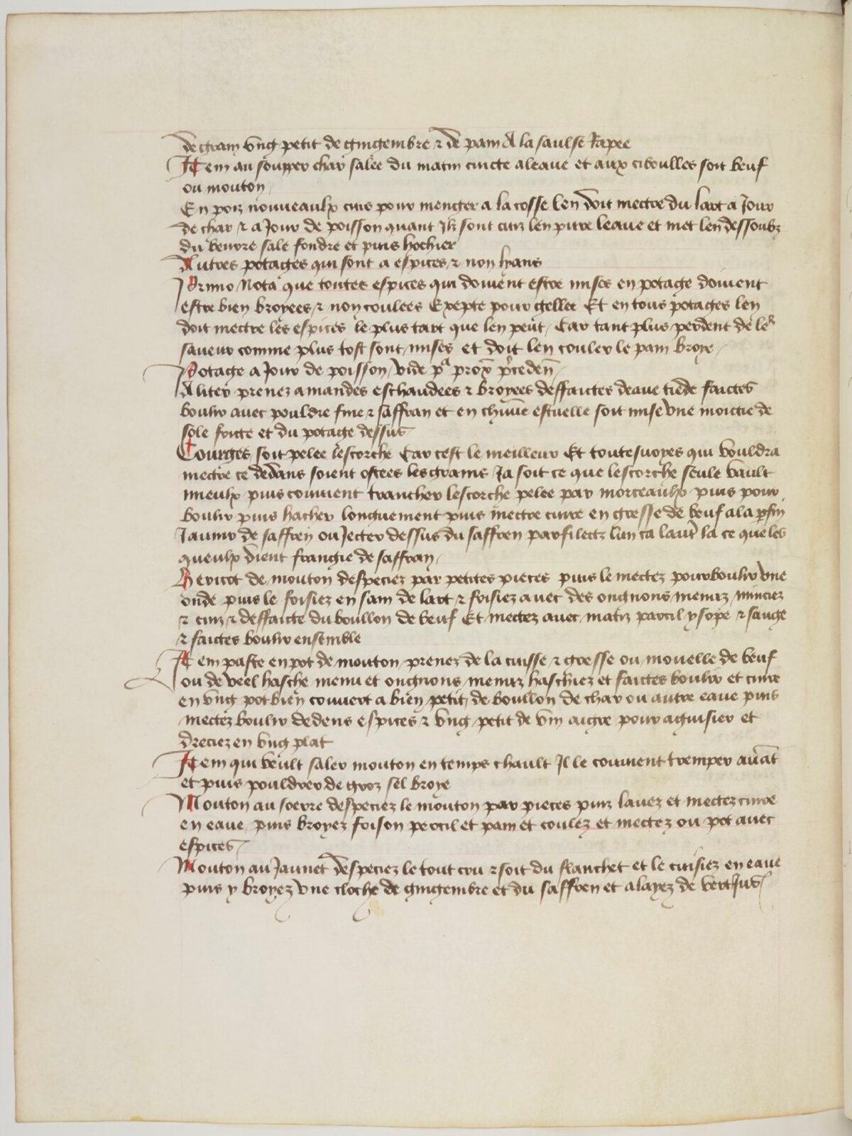 Mandel-Potage mit gebratener Seezunge — Originalseite aus Ménagier de Paris