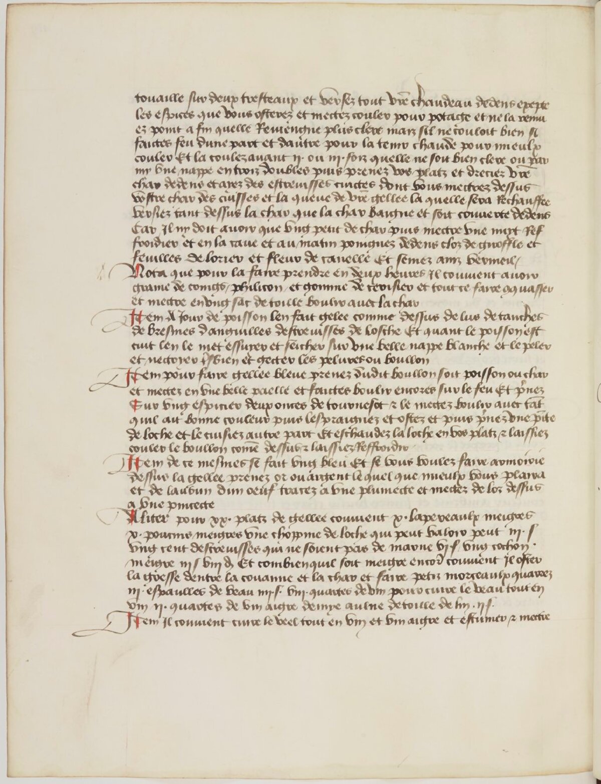 Blauer Aspik mit Schmerlen und Gold — Originalseite aus Ménagier de Paris