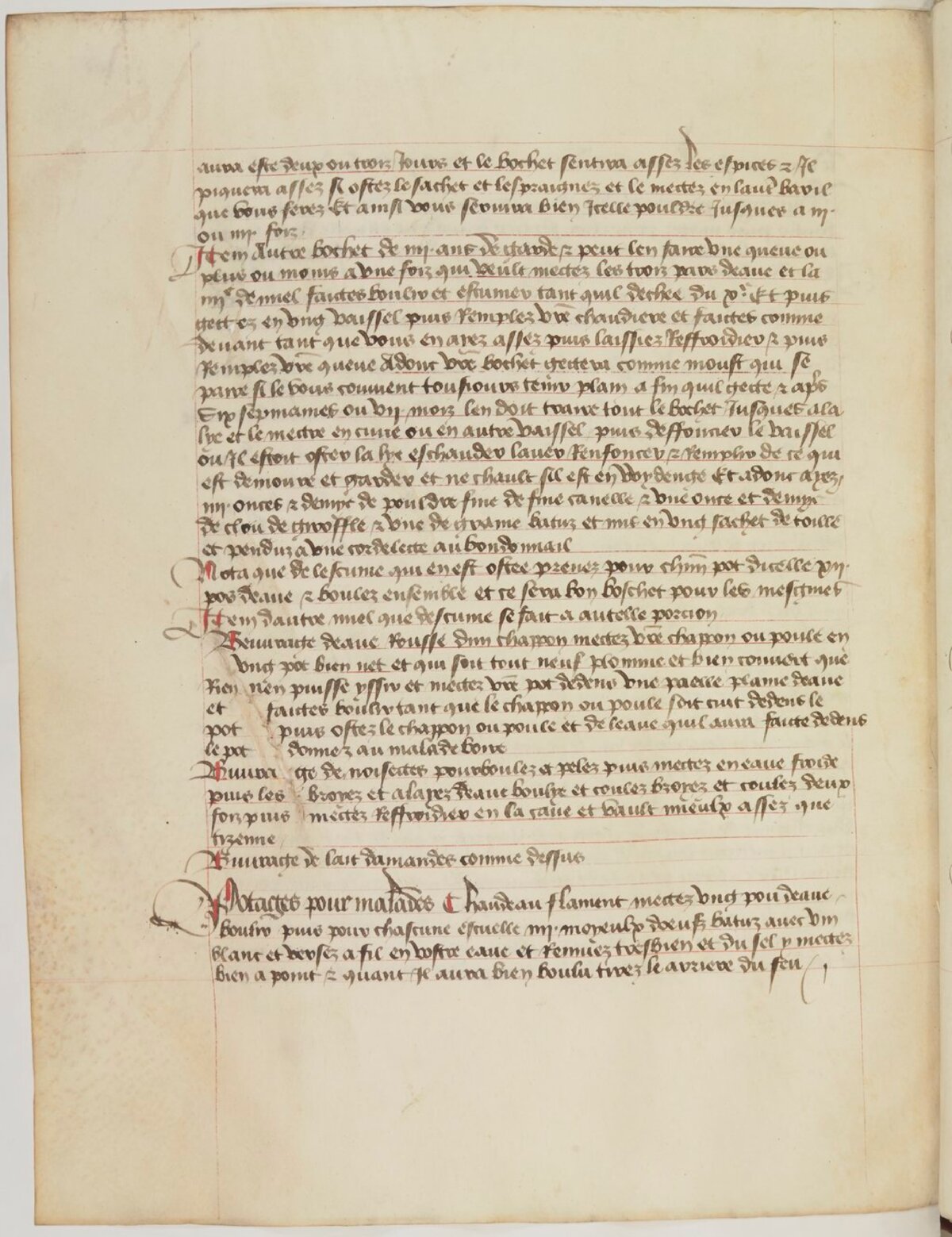 Haselnussgetränk aus dem Ménagier — Originalseite aus Ménagier de Paris