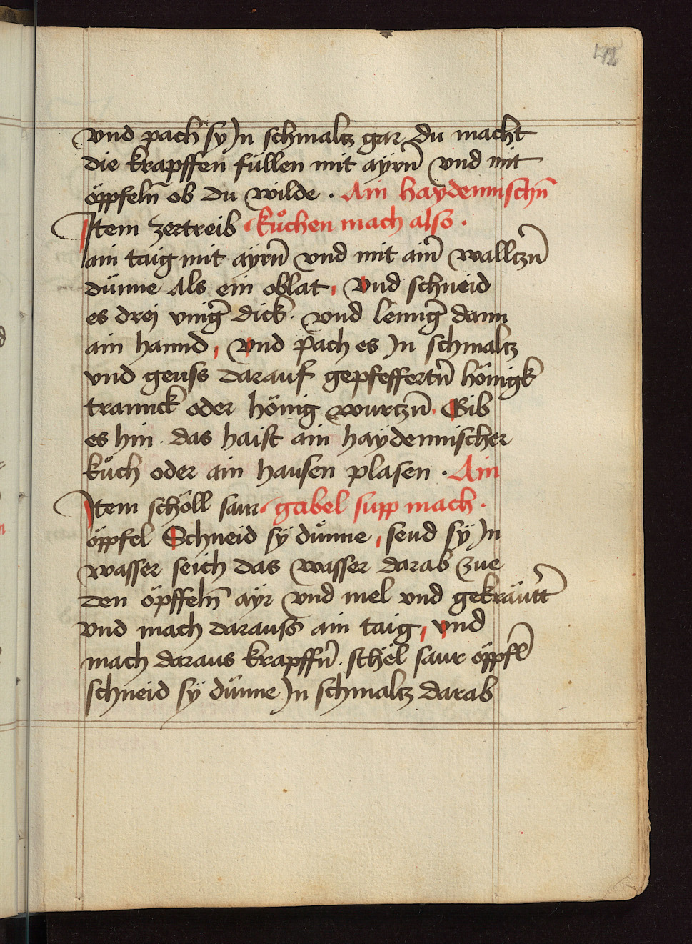 Heidnische Kuchen mit Honig - Originalseite aus Kochbuch des Meisters Hans