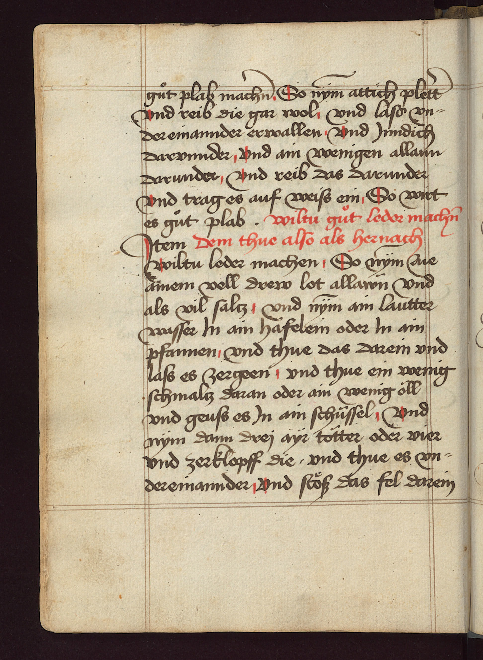 Leder gerben mit Alaun und Salz - Originalseite aus Kochbuch des Meisters Hans