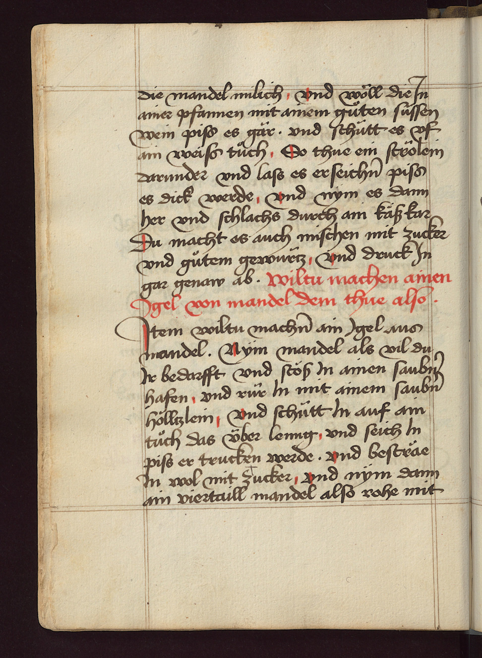 Ein Igel aus Mandeln - Originalseite aus Kochbuch des Meisters Hans