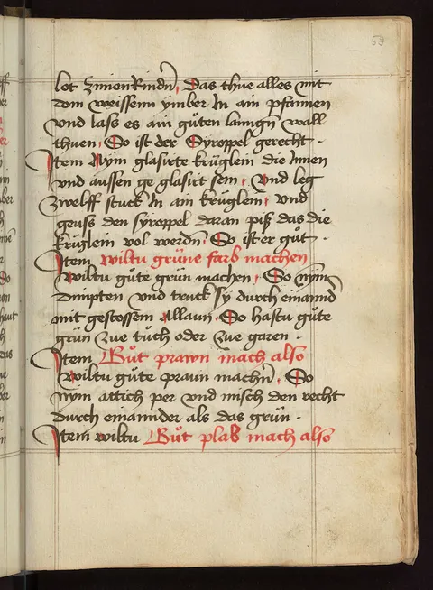 Grüner Textilfarbstoff aus Tinte und Alaun – Originalseite