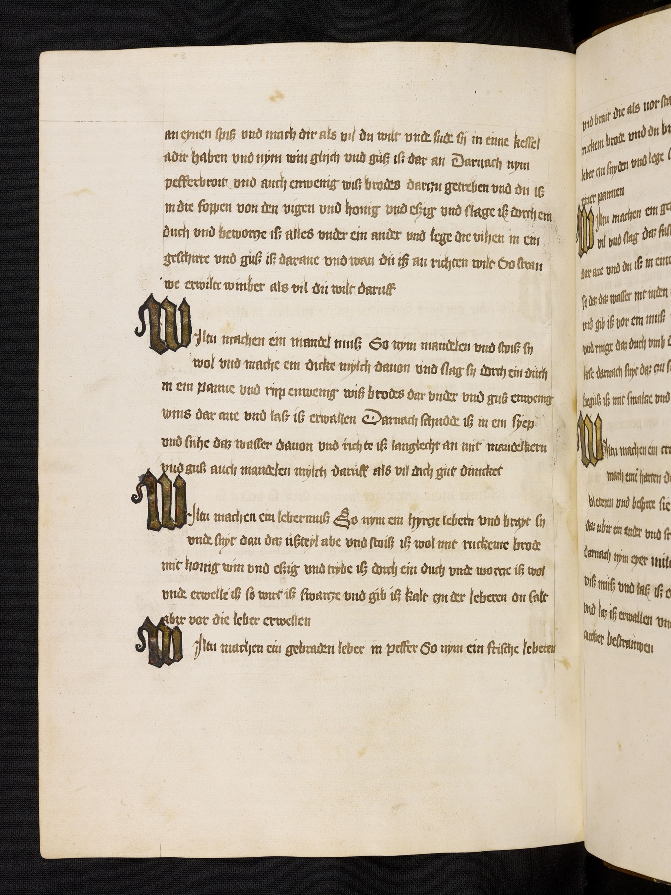 Mandelmus mit Weißbrot und Wein, länglich angerichtet und mit ganzen Mandeln garniert - Originalseite aus Rheinfränkisches Kochbuch