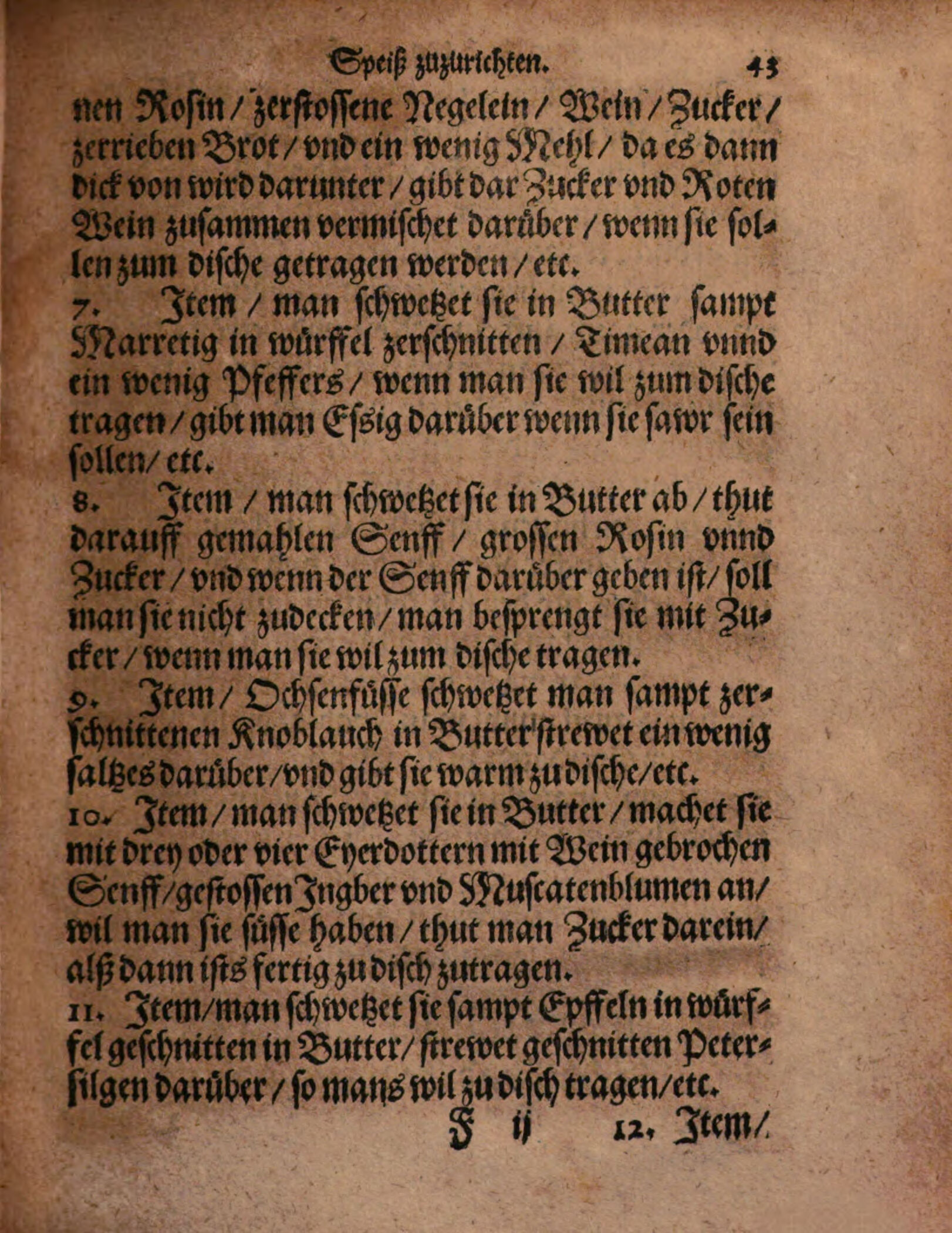 Füße mit Apfelwürfeln und Petersilie – Originalseite aus Kunstbuch von mancherley Essen